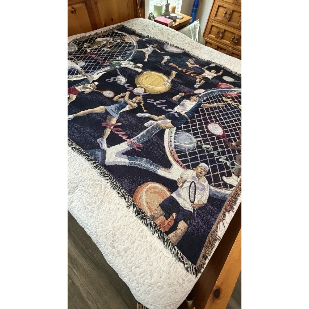 Tapestry Tennis Throw Ultimate Sports Woven Blankets Made In USA 70‎ X 52